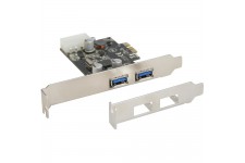 Contrôleur hôte PCIe 2 ports InLine® USB 3.0 avec support de taille normale + profil bas