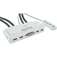 Commutateur KVM InLine® 4 ports DVI-D + USB + Audio incl. 2 jeux de câbles