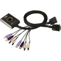 KVM Commutateur, ATEN, 2 x, CS682, DVI, USB, Audio, câblage intégré