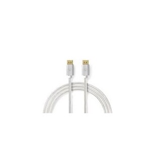 Câble Display Port | DisplayPort Mâle | DisplayPort Mâle | 8K@60Hz | Plaqué or | 2.00 m | Rond | Tressé | Argent | Sachet avec F