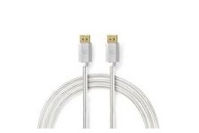 Câble Display Port | DisplayPort Mâle | DisplayPort Mâle | 8K@60Hz | Plaqué or | 2.00 m | Rond | Tressé | Argent | Sachet avec F