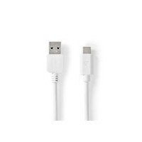 Câble USB | USB 3.2 Gen 1 | USB-A Mâle | USB-C™ Mâle | 60 W | 5 Gbps | Plaqué nickel | 1.00 m | Rond | PVC | Blanc | Boîte