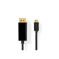 Adaptateur USB-C™ | USB 3.2 Gen 1 | USB-C™ Mâle | DisplayPort Mâle | 4K@60Hz | 2.00 m | Rond | Plaqué or | PVC | Noir | Boîte
