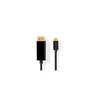 Adaptateur USB-C™ | USB 3.2 Gen 1 | USB-C™ Mâle | DisplayPort Mâle | 4K@60Hz | 2.00 m | Rond | Plaqué or | PVC | Noir | Boîte