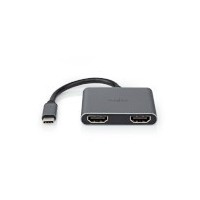 Adaptateur Multi-Ports USB | USB 3.2 Gen 1 | USB-C™ Mâle | 2x HDMI™ | 0.10 m | Rond | Plaqué nickel | PVC | Noir | Enveloppe