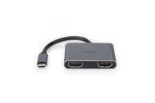 Adaptateur Multi-Ports USB | USB 3.2 Gen 1 | USB-C™ Mâle | 2x HDMI™ | 0.10 m | Rond | Plaqué nickel | PVC | Noir | Enveloppe