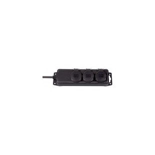 Répartiteur de prises IP44 3 voies noir 2,00 m H07RN-F 3G1,5