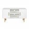 Meuble TV LILA - 2 portes - Décor mélaminé Blanc - Pieds en bois massif - L90 x P35 x H55 cm