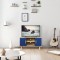 Meuble TV LILA - 2 portes - Décor mélaminé Bleu - Pieds en bois massif - L90 x P35 x H55 cm