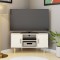 Meuble TV d'angle LILA - 2 portes - Décor mélaminé Blanc - Pieds en bois massif - L90 x P35 x H55 cm