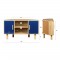Meuble TV d'angle LILA - 2 portes - Décor mélaminé Bleu - Pieds en bois massif - L90 x P35 x H55 cm