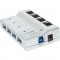 Hub 4 ports InLine® USB 3.0 avec commutateur silver + Alimentation 3,5 A