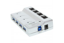 Hub 4 ports InLine® USB 3.0 avec commutateur silver + Alimentation 3,5 A