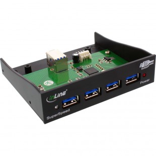 Hub de panneau avant USB 3.0 InLine® à 4 ports pour lecteur de disquettes 3,5 "noir