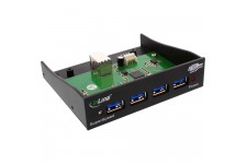 Hub de panneau avant USB 3.0 InLine® à 4 ports pour lecteur de disquettes 3,5 "noir