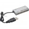 Mini USB 2.0 4-Port concentrateur, argent, InLine®, incl.. bloc d'alimentation à prise