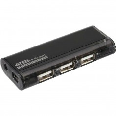 Mini USB 2.0 4-Port concentrateur, noir, avec solénoïde, sans bloc d'alimentation, Aten UH284Q9Z