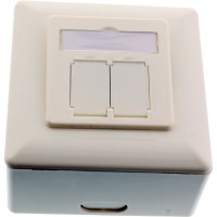 Boîtier de prise murale InLine® Cat. 6A en saillie ou encastré 2x RJ45 femelle RAL9010 blanc vertical