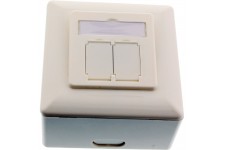 Boîtier de prise murale InLine® Cat. 6A en saillie ou encastré 2x RJ45 femelle RAL9010 blanc vertical