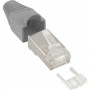 Connecteur à sertir InLine® RJ45 8P8C blindé avec filetage + protection anti-pliage gris 10 pcs.