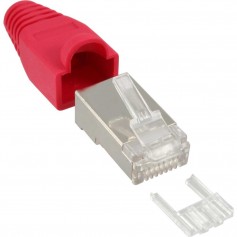 InLine® Crimp Connector RJ45 blindé avec protection anti-courbure + enfileur rouge 10 pcs.