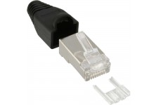 Connecteur à sertir InLine® RJ45 8P8C blindé avec filetage + protection anti-pliage noir 10 pcs.