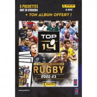 5 pochettes + album offert PANINI RUGBY 2022 - 2023