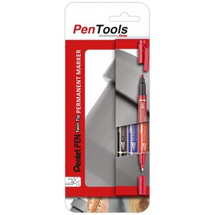 Pentel Marqueur permanent Pen, double pointe, en étui de 3