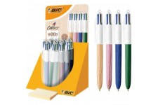 BIC Stylo à bille rétractable 4Colours Wood Style présentoir