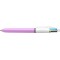 BIC Stylo à bille rétractable 4 Colours Fun, rose/blanc
