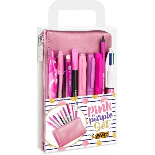 BIC Kit d'écriture 'PINK & PURPLE' avec trousse, 10 pièces