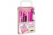 BIC Kit d'écriture 'PINK & PURPLE' avec trousse, 10 pièces