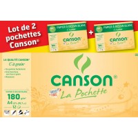 CANSON Papier à dessin 'C' à grain, A4, lot de 2