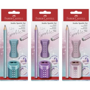 FABER-CASTELL Kit d'écriture Jumbo GRIP SPARKLE, assorti