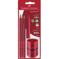 FABER-CASTELL Kit Crayon graphite GRIP 2001, noir, blister