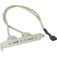 Équerre de fente USB 2.0, InLine®, 2x USB prise femelle sur 1x connecteur IDC 10 broches