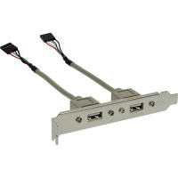 Équerre de fente USB 2.0, InLine®, 2x USB prise femelle sur 2x 5 broches connecteur IDC, 0,3m
