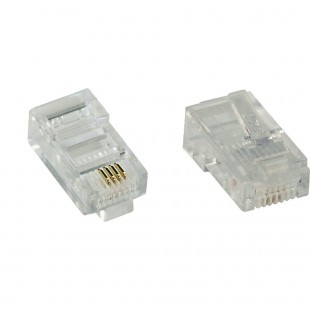 Prise modulaire 8P4C RJ45 à Crimper sur câble-ruban (ISDN), 10 pièce pack