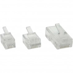 Fiche modulaire InLine® 6P4C RJ11 pour sertir le câble rond 10 pcs. pack