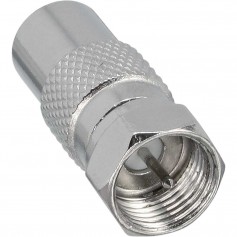 Adaptateur coaxial connecteur F (SAT) sur IEC-prise (Antenne)