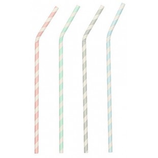 PAPSTAR Paille en papier 'Stripes', couleurs assorties