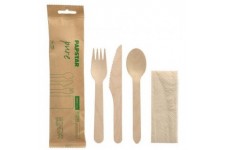 PAPSTAR Kit de couverts 'pure', en bois de bouleau, 4 pièces