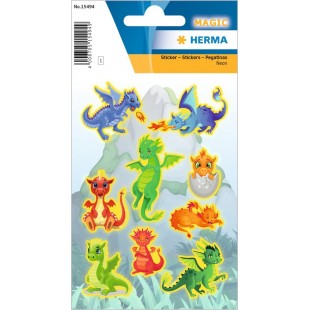 HERMA Sticker MAGIC 'Dragons', en plastique, fluo