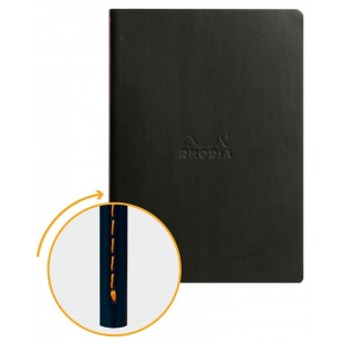 RHODIA Carnet piqûre textile RHODIARAMA, A5, ligné, noir