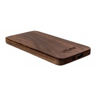 InLine® USB PowerBank 5.000mAh “Woodplate“ avec écran à LED en bois de noyer véritable
