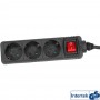Bloc d'alimentation InLine® 3 ports de type F allemand avec interrupteur d'alimentation noir 1,5 m