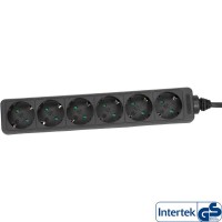 Câble d'alimentation InLine® 6 voies 6x, type F allemand, 5 m, noir