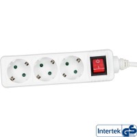 Barrette d'alimentation InLine® 3 ports 3x type F allemand avec interrupteur et sécurité enfants blanc 3m