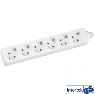 Bande d'alimentation InLine® 6 ports 6x de type F allemand avec sécurité enfant blanche 1,5 m