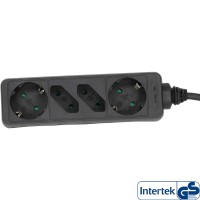 Barrette d'alimentation InLine® 4 ports 2x Type F allemand + 2x Euro noir 1,5m